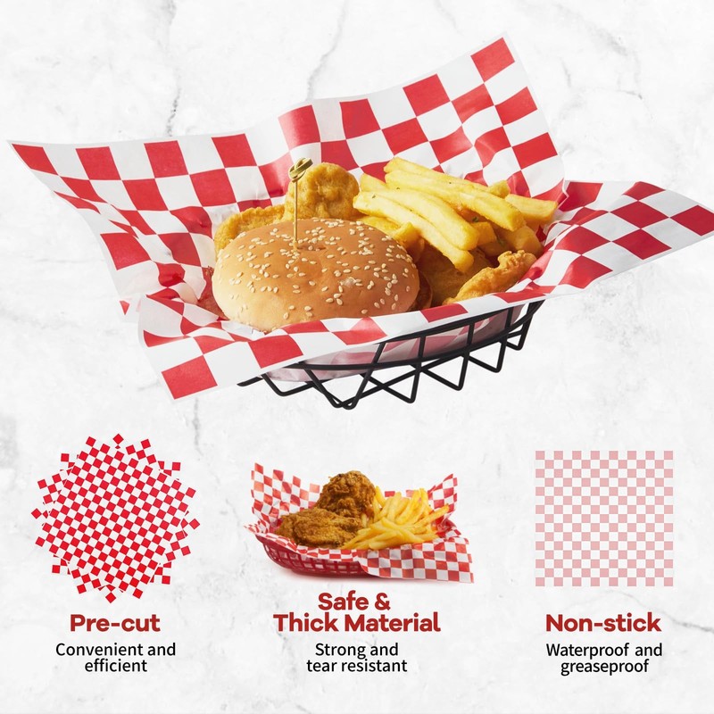 ZORRITA 500 Sheets Red and White Checkered Deli 12 x 12 inch, Red/White gallery