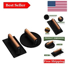 Professional Heavy-Duty Burger Press – 7″ Round, Nonstick with Wood Handle