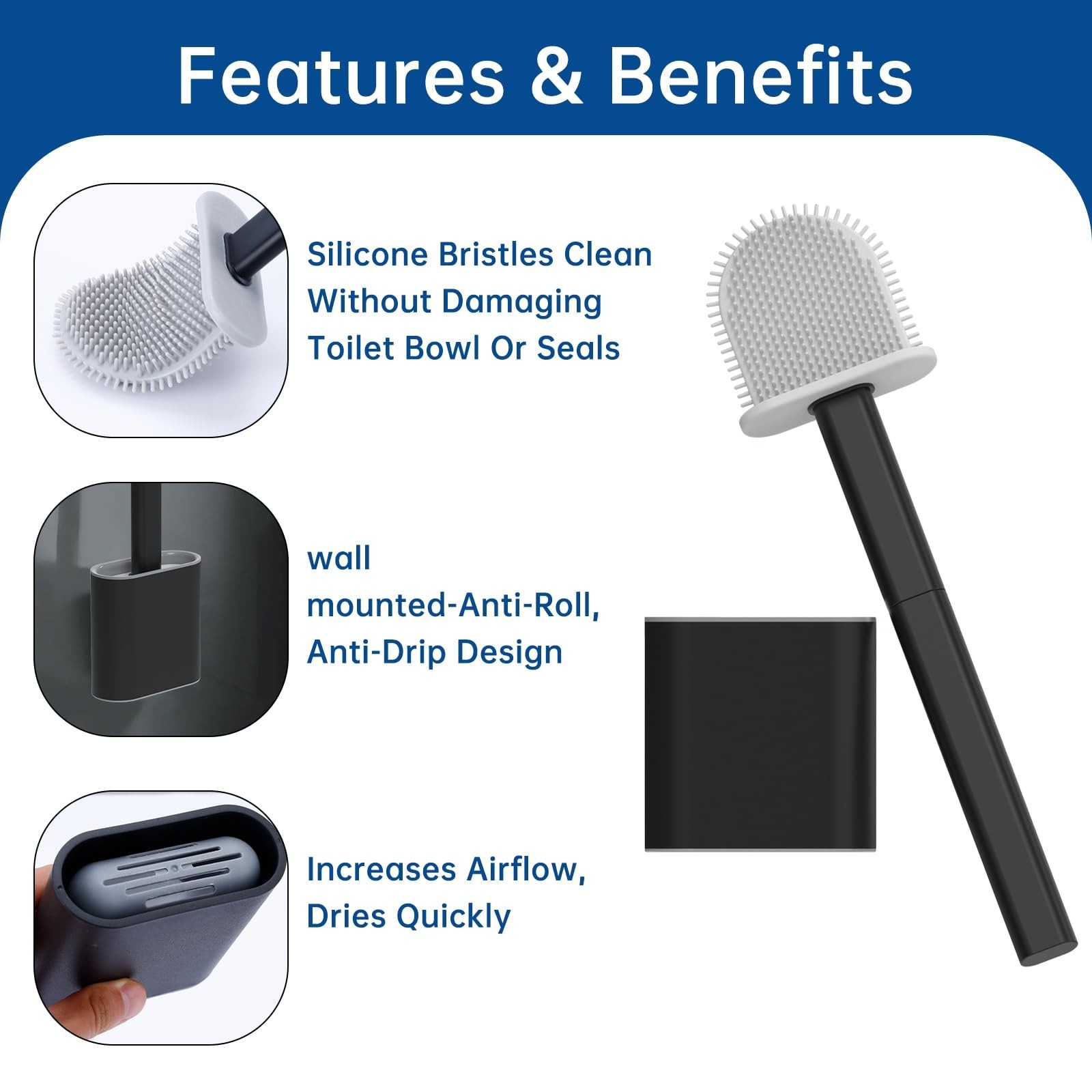 TEITEAI RV Toilet Bowl Brush - Silicone Bristles, Gentle on Toilets | Wall-Mo... gallery