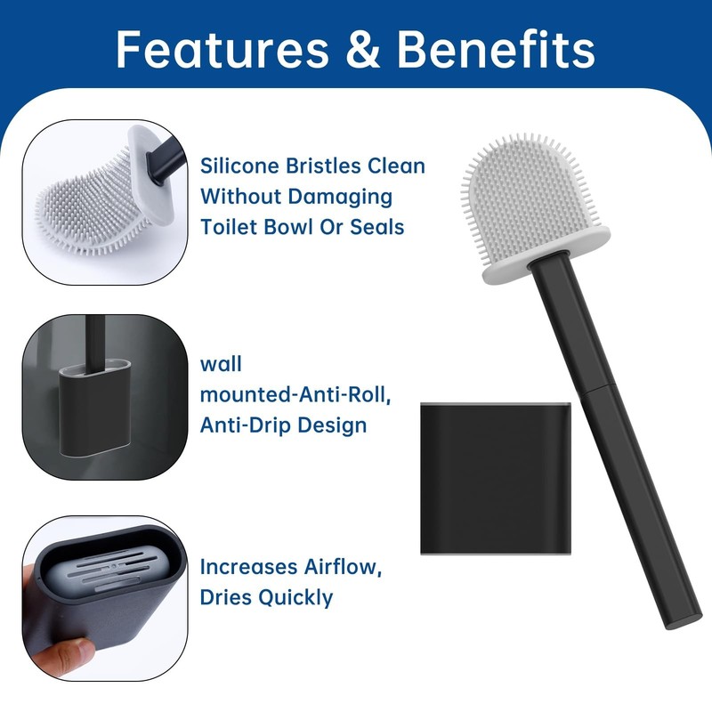 TEITEAI RV Toilet Bowl Brush - Silicone Bristles, Gentle on Toilets | Wall-Mo... gallery