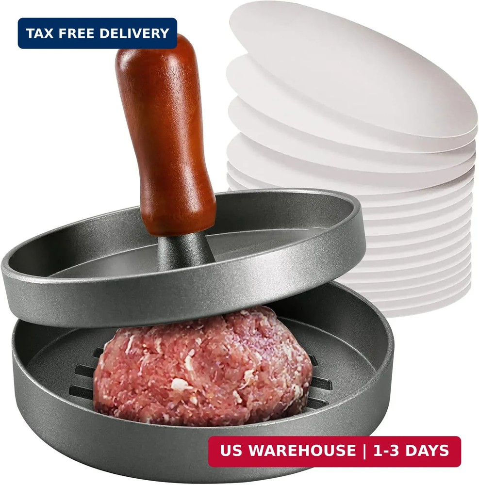 PIQUEBAR Burger Press Patty Maker Stainless Steel Hamburger Patty Press Mold Woo
