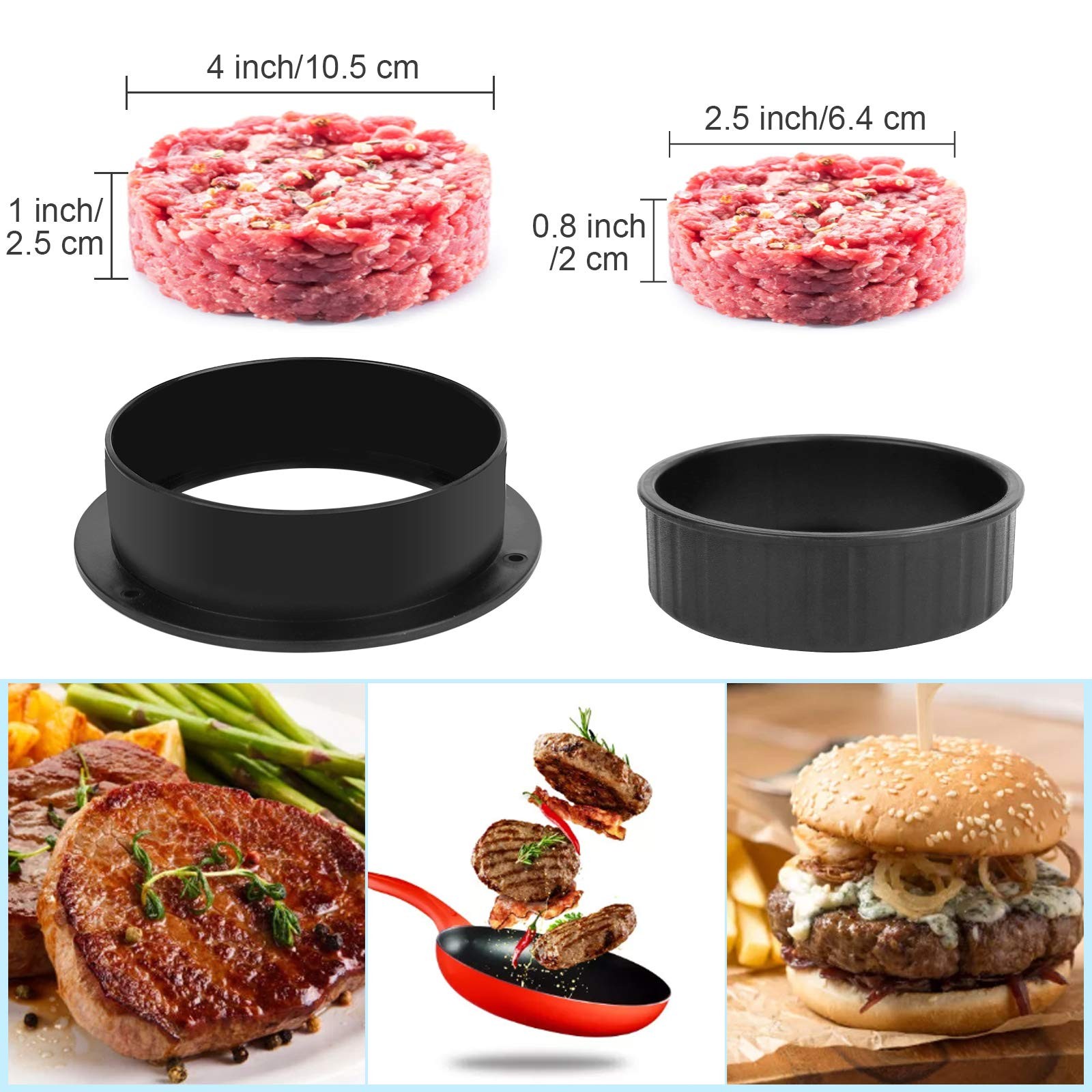 3 in 1 Stuffed Burger Press Patty Maker Rings Molds Kit, Non Stick Stuffer Ha... gallery