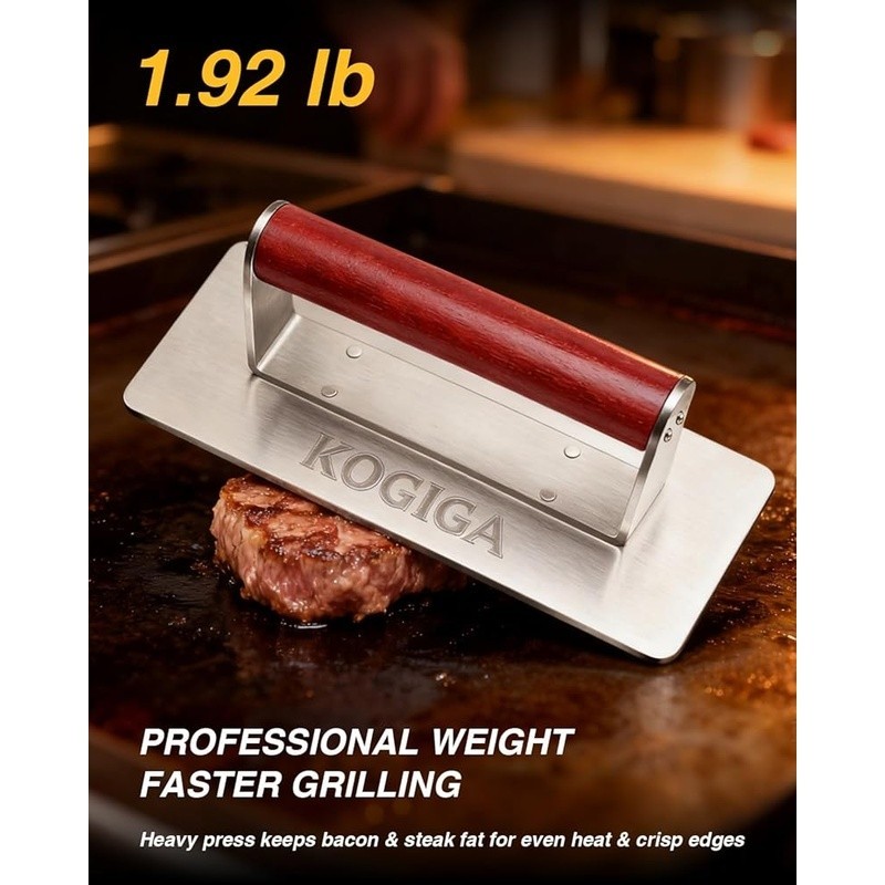 Rectangular Burger Smasher Meat Press Bacon Sandwich Griddle Cooking Weight Tool gallery
