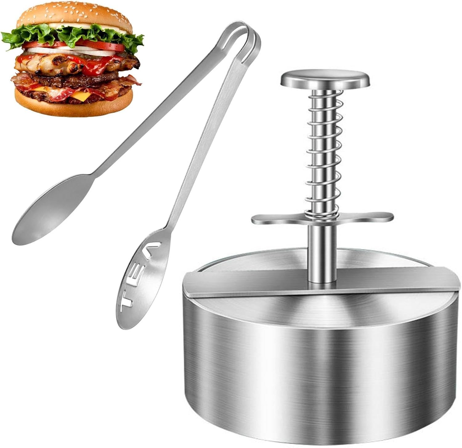 304 Stainless Steel Burger Press 4.5" Hamburger Press Patty Maker W/ Non-Stick gallery