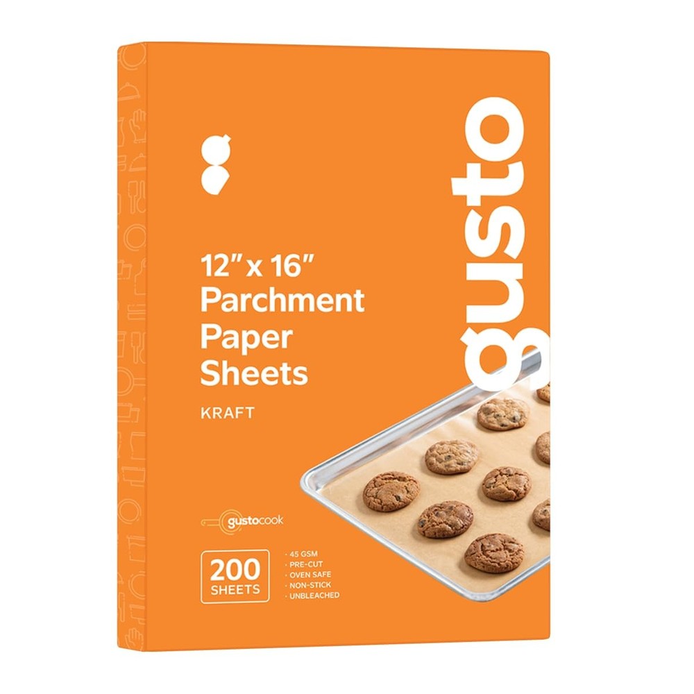 GUSTO 12 x 16 Inch Pre-Cut Parchment Paper Sheets 12 x 16 in (Sheet), White