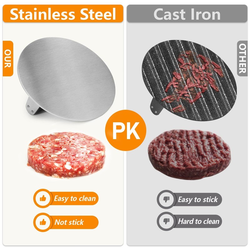 8.5-Inch Burger Press, 2.5 lbs Heavy Duty Bacon & Grill Press, Stainless Stee... gallery