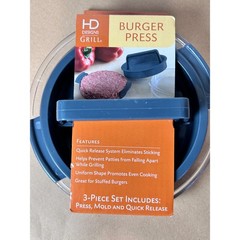 HD Designs Grill Burger Press 3-Piece Set Quick Release Gray 40141KR