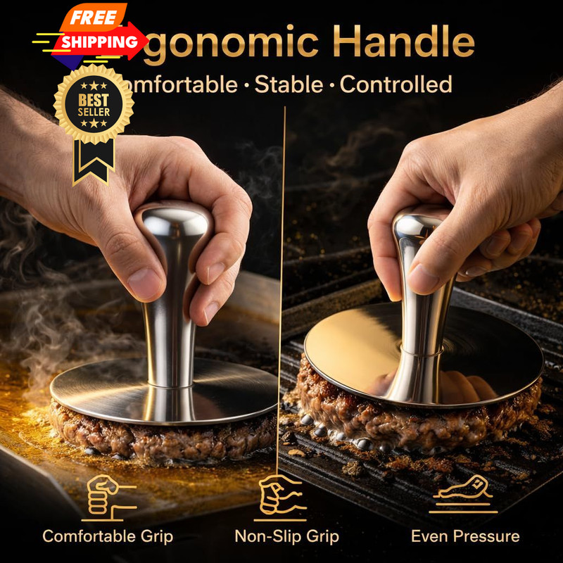 Wonderful Cuisine Premium Stainless Steel Smash Burger Press, gallery