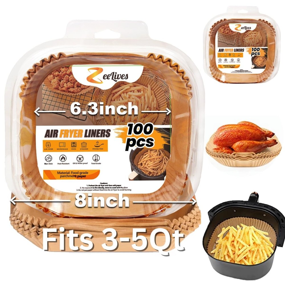 COSORI Air Fryer Liners 100 Pcs 6.3" (Square), 100 (Square)