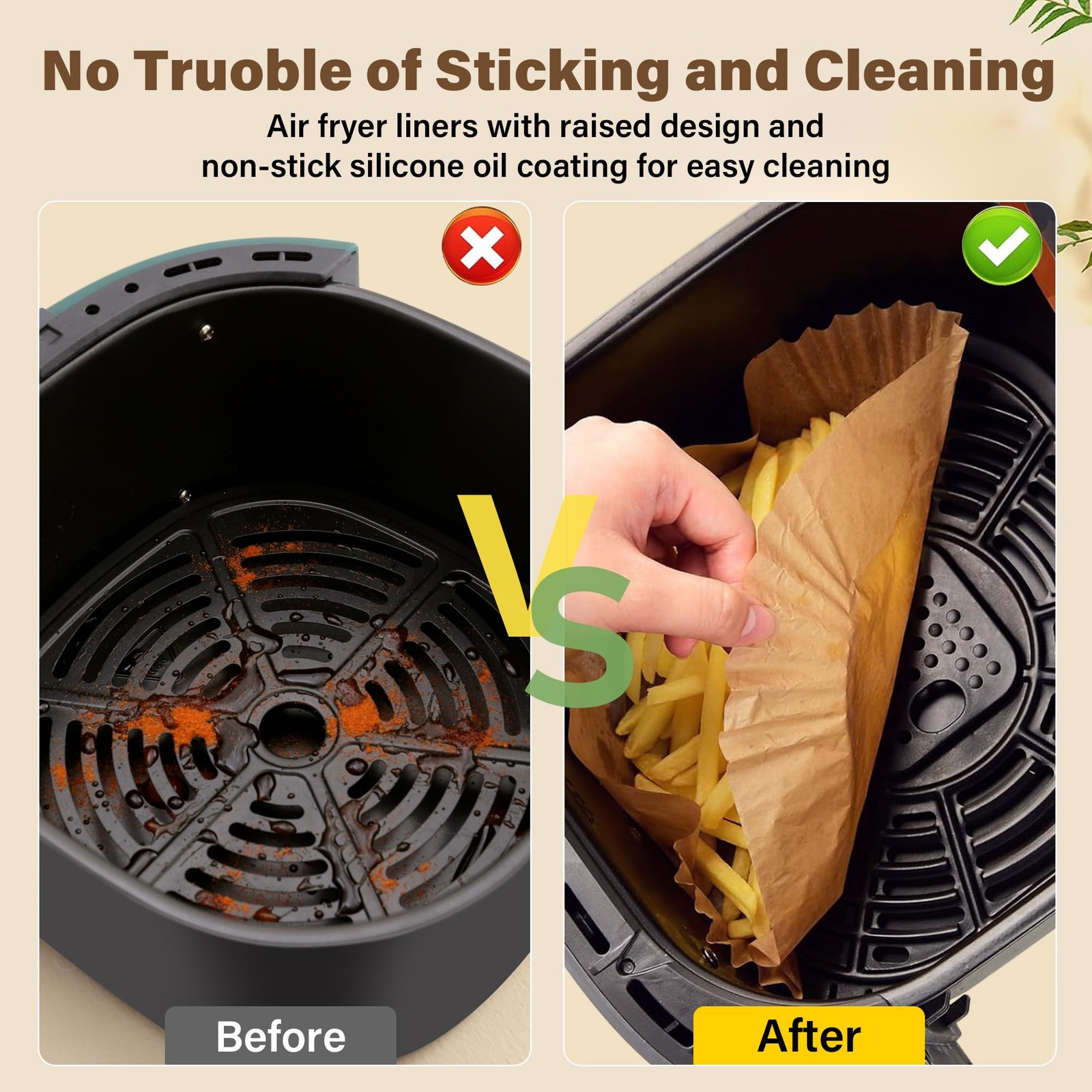 Air Fryer Liners Disposable, 250pcs Non-stick 8Inch-Square-250PCS, Yellow gallery