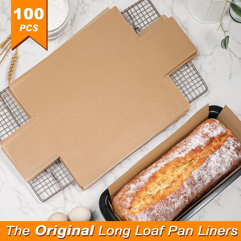 Webake Unbleached Parchment Paper Large Loaf Pan Liners for 13x5, Brown 13x5 gallery