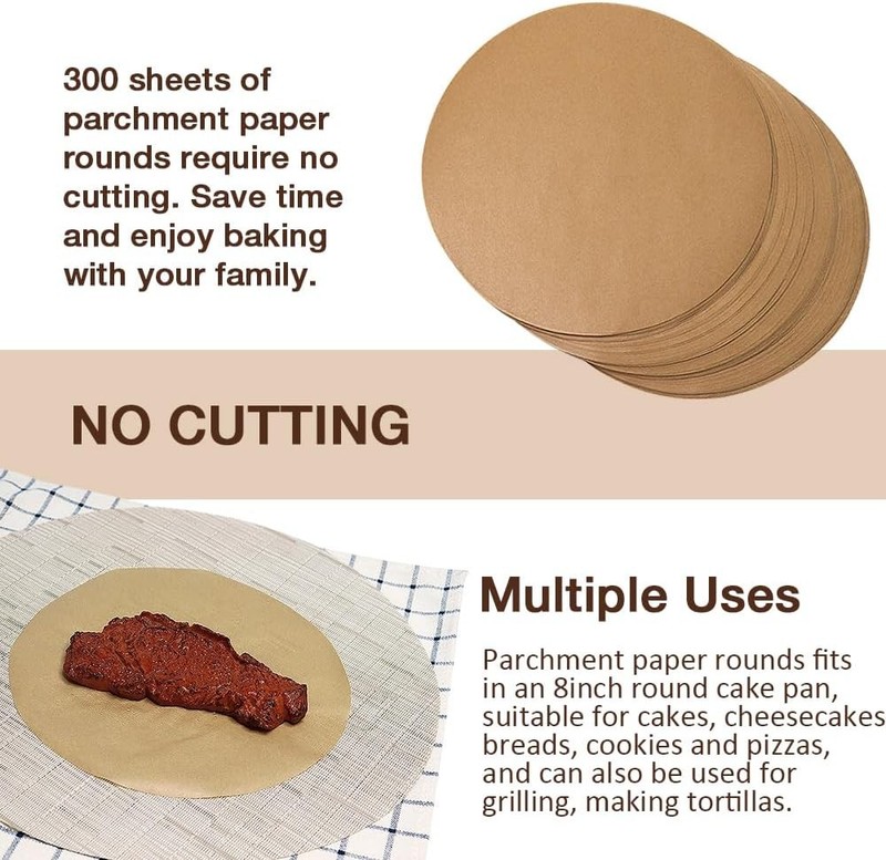 300 Pcs 8 Inch Round Parchment Paper, Paper for 8 Inch, Brown gallery