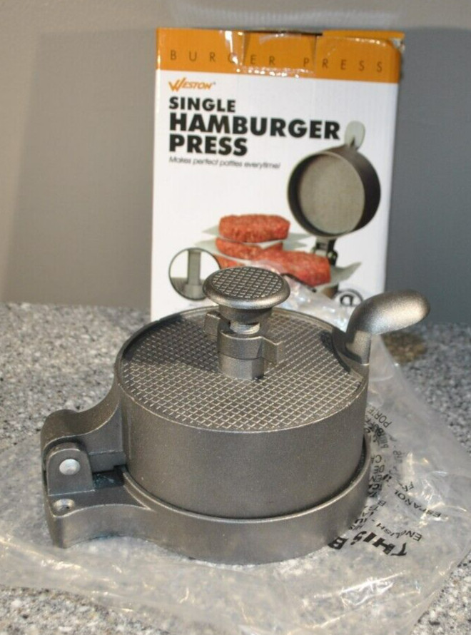 Weston Burger Hamburger Press Makes 4 1/2" Patties 1/4lb to 3/4lb New #07-0301
