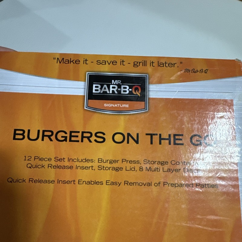 MR. BAR-B-Q Burgers On The Go Burger Press Storage Container 12pc Set gallery