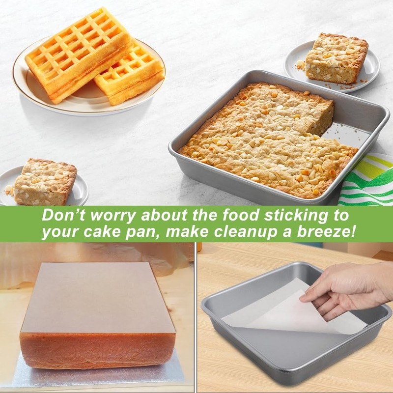 BYKITCHEN 8x8 Inch Non Stick Parchment Paper Sheet Squares 8 INCH, unbleached gallery