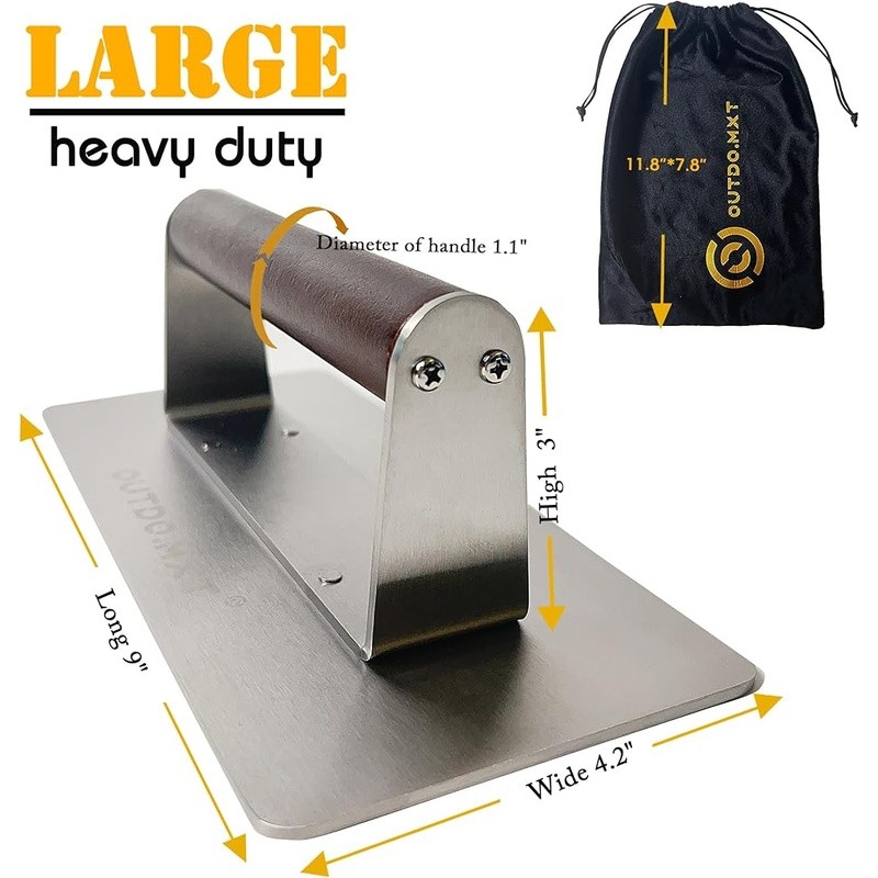 Heavy Duty Stainless Steel Bacon Press Grill Tool W/ Velvet Storage Bag New gallery
