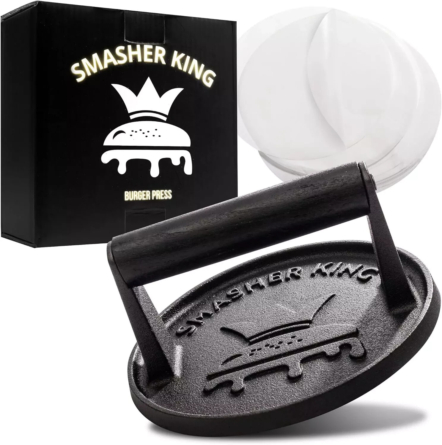 SMASHER KING™ - Premium Cast Iron Smash Burger Press incl. 25 pcs of Patty... gallery
