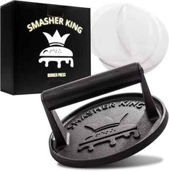 SMASHER KING™ – Premium Cast Iron Smash Burger Press incl. 25 pcs of Patty…