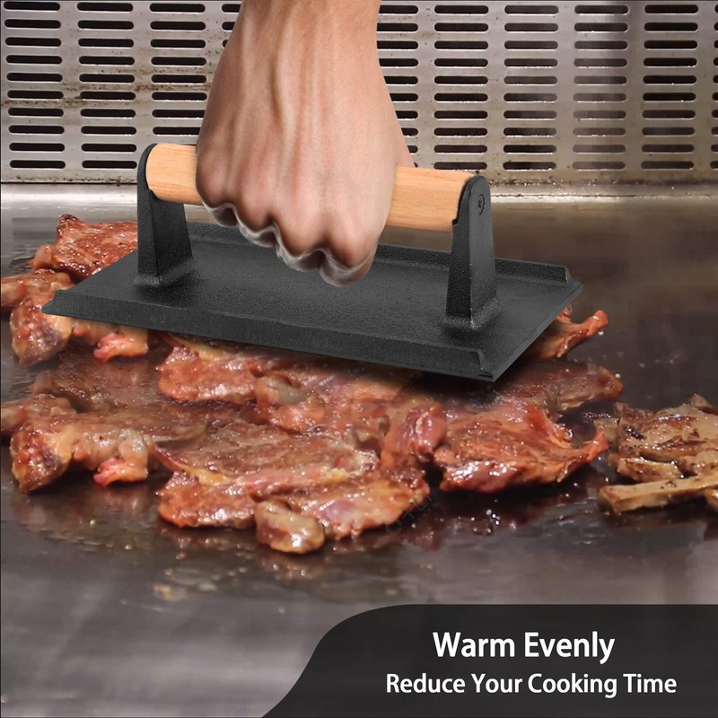 Smash Burger Press, Cast Iron Burger Press, Heavy-Duty Hamburger Smasher Tool... gallery