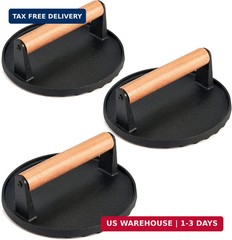 3Pcs Grill Press, Leonyo 7 Inch Round Cast Iron Burger Press, Heavy Duty Smash B