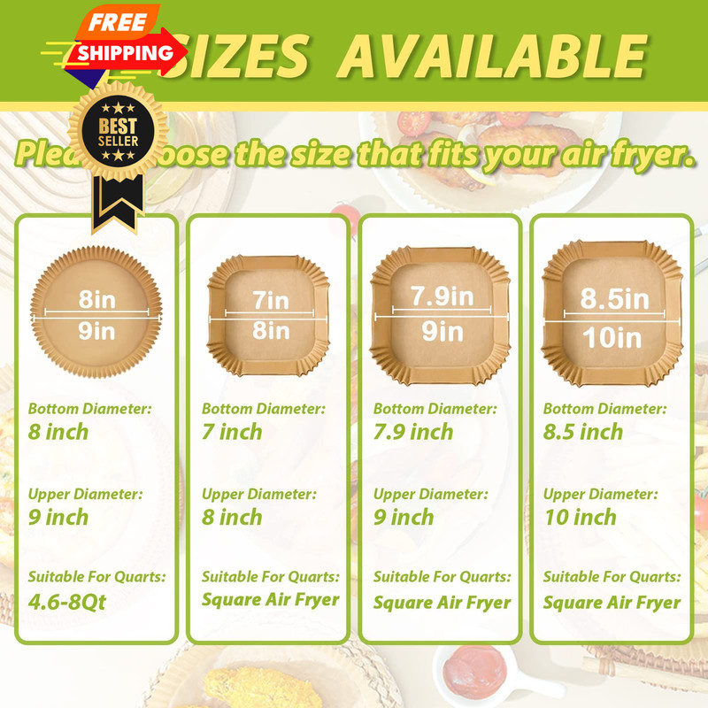Air Fryer Liners 10 Inch, Square Airfryer Square-10inch-150pcs, wood color gallery