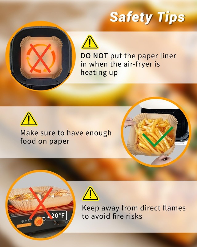 500Pcs Air Fryer Paper Liners, 8” Square Disposable 8 inches, Natural gallery