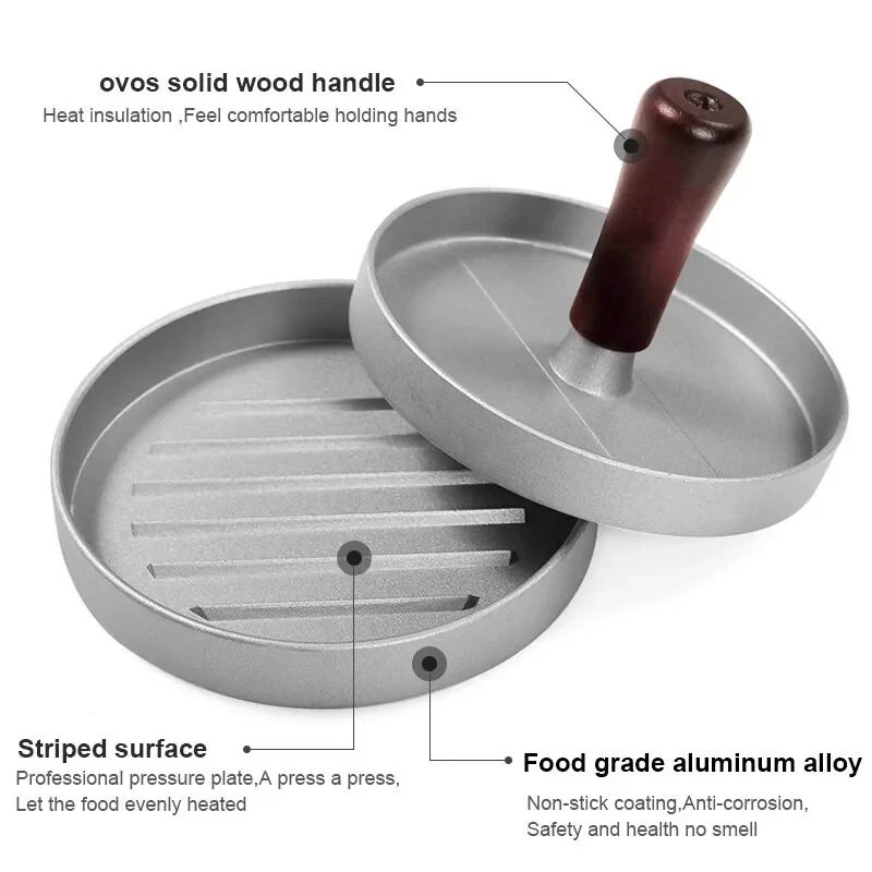 Aluminum Burger Press Patty Maker, Wooden Handle plus 1,000 Non Stick WAX Papers gallery