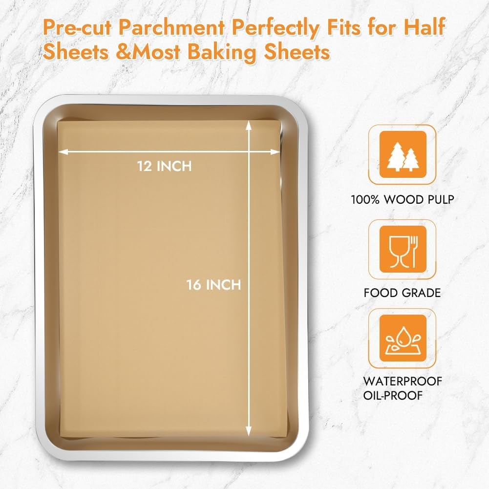 BYKITCHEN 12 x 16 Inch Parchment Paper Sheets, Non-Stick 12 x 16 Inch, Nature gallery