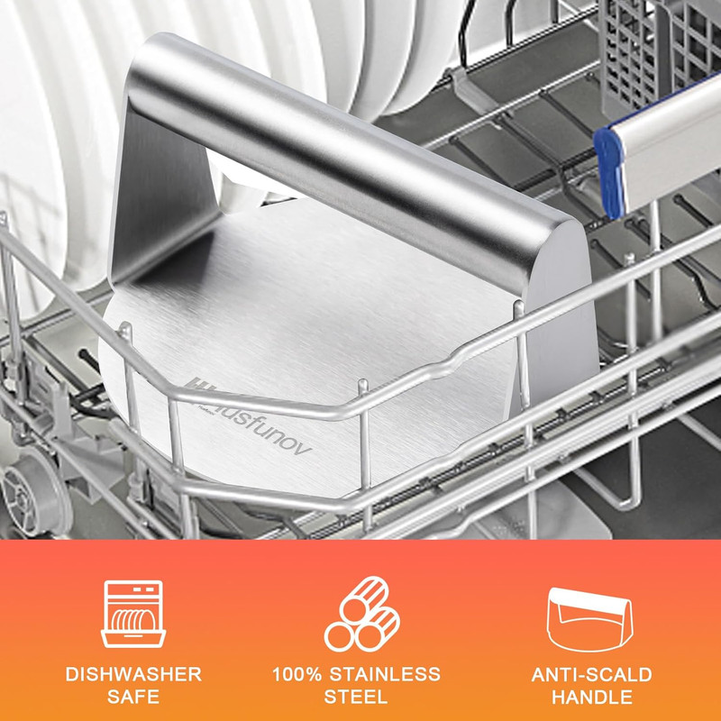 Stainless Steel Burger Press, 5.5 Inch round Smasher,Non-Stick Smooth Hamburger gallery
