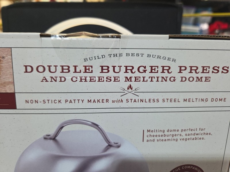 Parini Double Burger Press And Cheese Melting Dome 8.75" Non-Stick Grilling New gallery