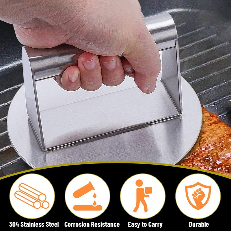 Stainless Steel Burger Press 5.5 Inch Round Burger Smasher, Smashed Hamburger gallery
