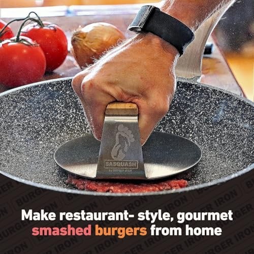 Smash Burger Press 6 Inch Stainless Steel Heavy Duty Welded Flat Handle Pattie gallery