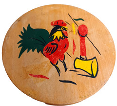 Vintage Rooster Wooden Hamburger Press Announcer Kitchy Cabin Core