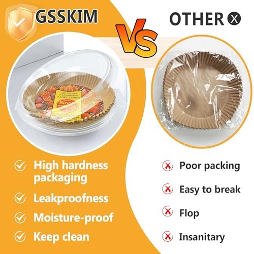GSSKIME Air Fryer Paper Liners,125Pcs 9.4 x x 2.9 inches, Yellow gallery