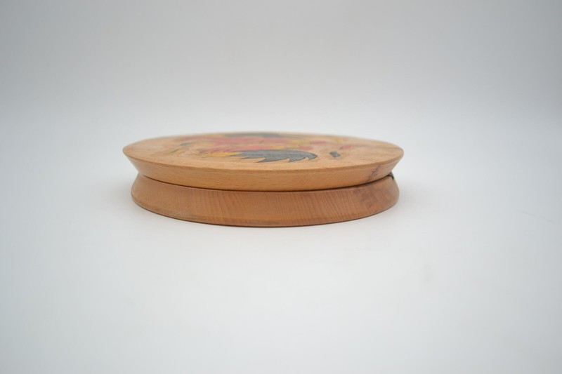 Vintage Wooden Hamburger Press Painted Rooster And Hen 6 3/4 Inches gallery