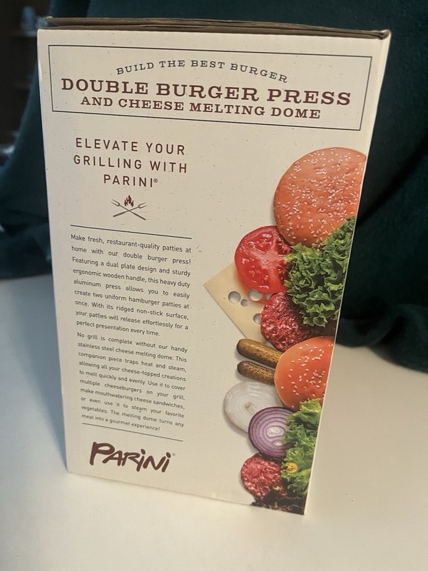 Parini Double Non-Stick Burger Press & Cheese Melting Dome 8.75" NIB gallery