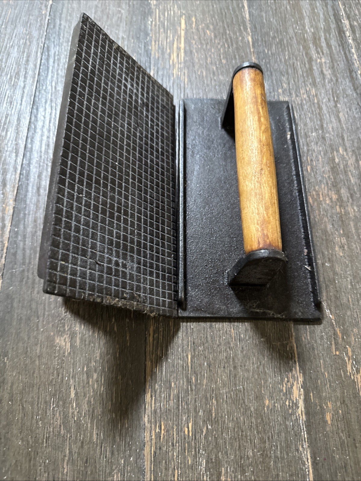 Set Of 2 Heavy Cast-Iron Bacon Press Wood Handle 8X4" gallery