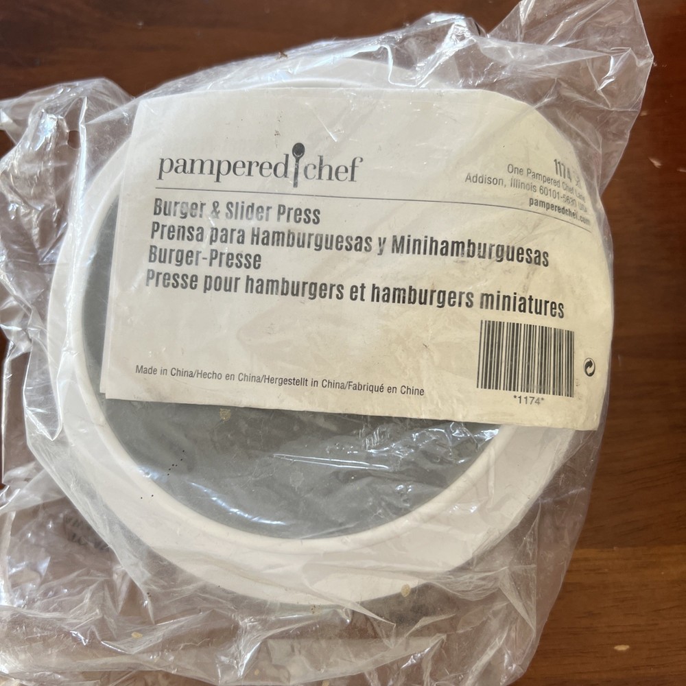 Pampered Chef Burger & Slider Press #1174 New Sealed Package Adjustable 3 Pieces