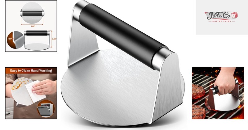 Versatile 5.5-Inch Stainless Steel Burger Smasher with Anti-Scald Handle gallery