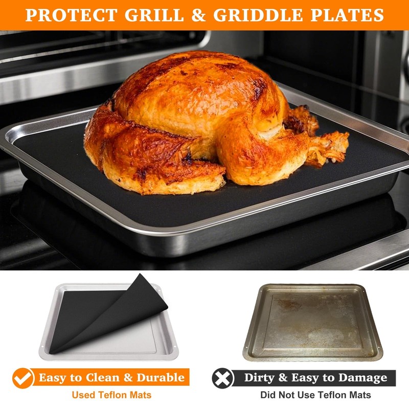 5 PCS Teflon Mats Oven Liner for Emeril Lagasse 26 QT French Large, Black gallery