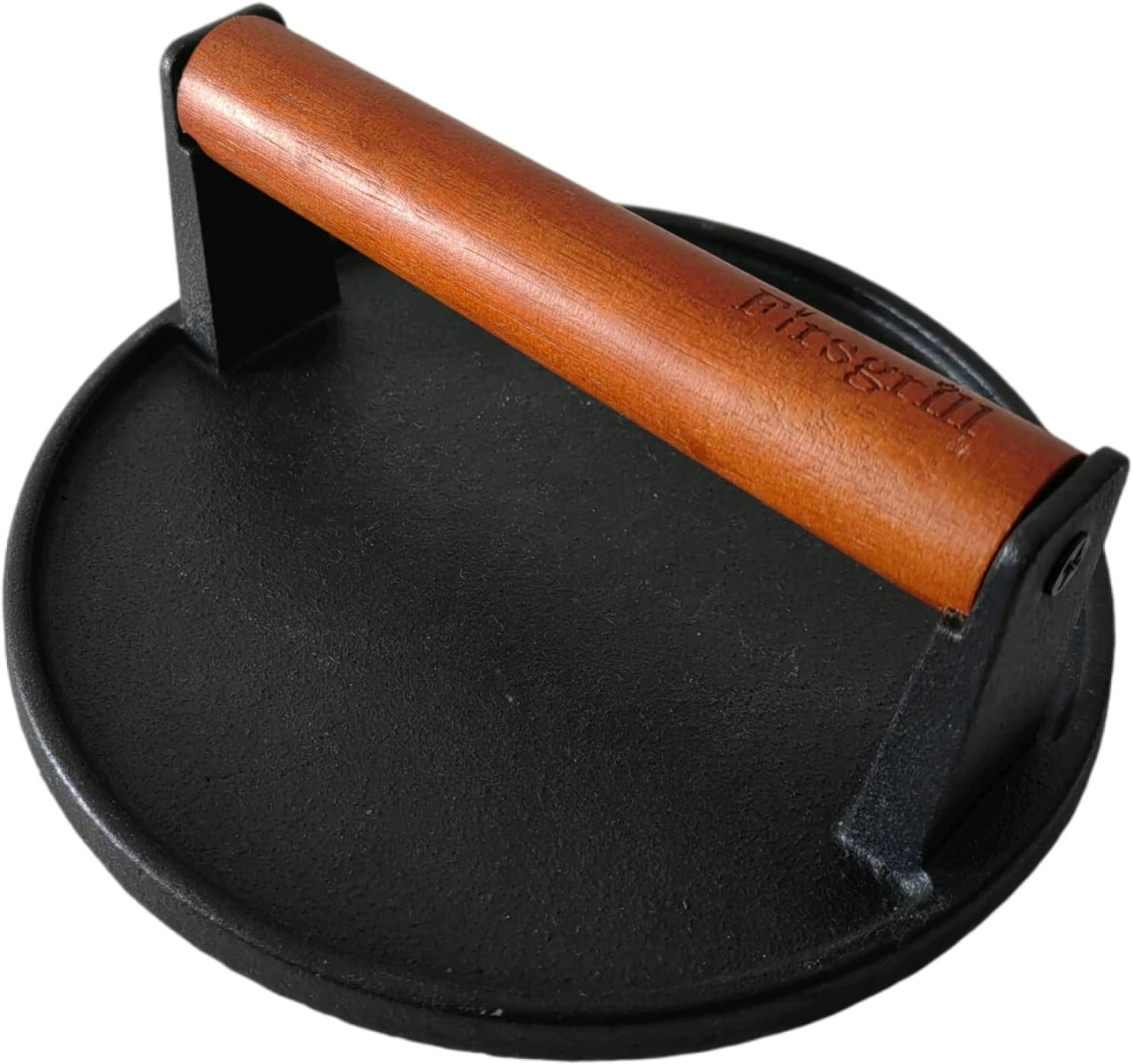 Firsgrill Heavy-Duty Cast Iron Burger Press with Wood Handle, 7.08" Round gallery