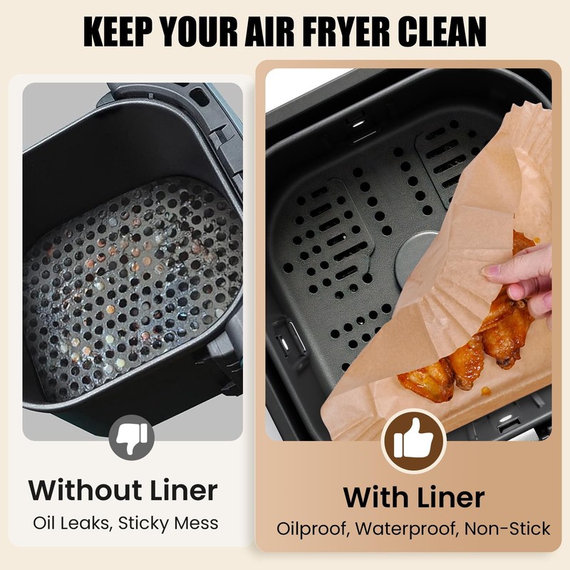 OLESBUR Air Fryer Liners Disposable, 200Pcs 8 Inch Airfryer Large, Natural gallery