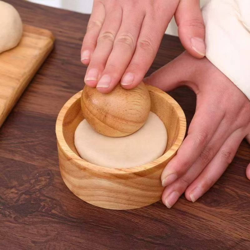 Wooden Dumpling Wrapper Press Solid Wood Wooden Pastry Presser Effort-Saving gallery