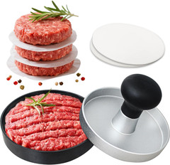 Burger Press Patty Maker Stainless Steel Hamburger Patty Press Mold Wood Handle