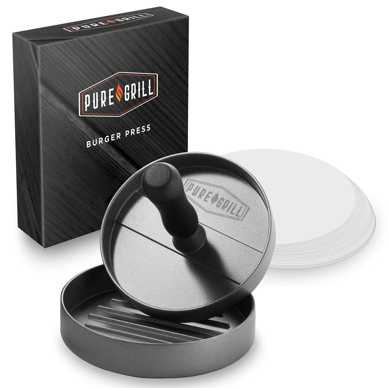 Pure Grill Burger Press - Aluminum BBQ Patty Maker with 100 Wax Papers for Gr... gallery