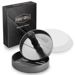 Pure Grill Burger Press – Aluminum BBQ Patty Maker with 100 Wax Papers for Gr…