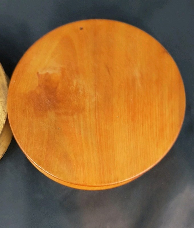 2 Vtg Primitive 50's Wooden Birds Roosters Hamburger Press 6" gallery
