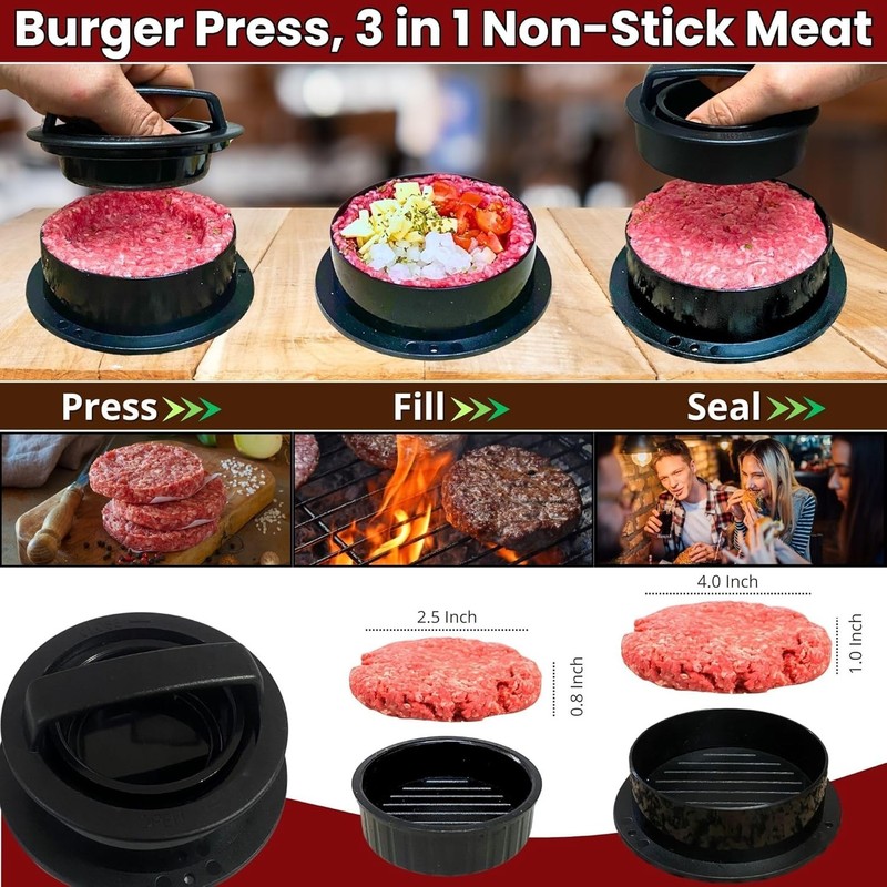 Smashed Burger Press BBQ Kit with Stainless Steel Spatula - Grill Essential gallery