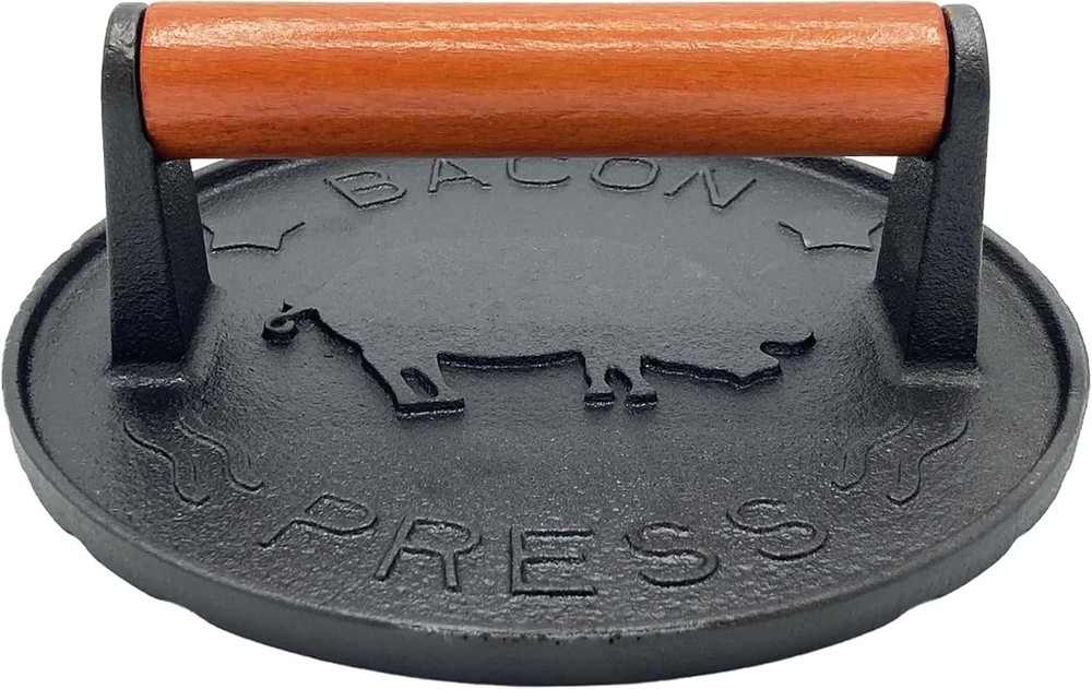 7 Inch Griddle Press Cast Iron Round Smash Grill Press Burger Smasher Bacon Meat