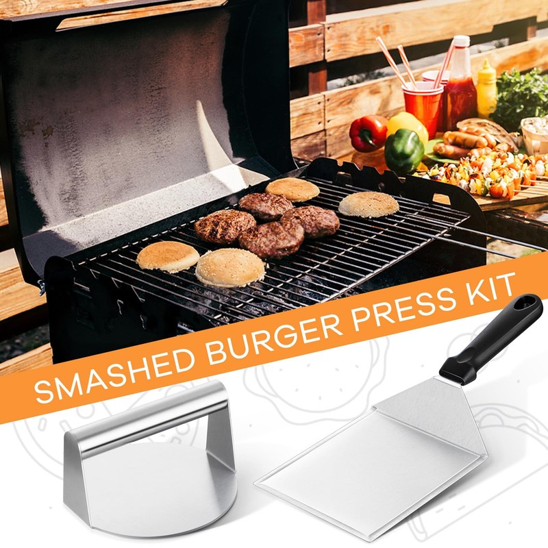 Smashed Burger Kit, Large Burger Spatula, 5½ inch Stainless Steel Burger Pres... gallery